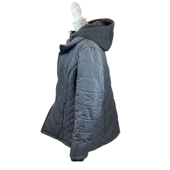 INTL d.e.t.a.i.l.s Women's Quilted Zip Front Coat Jacket with Hood Size XL - Picture 6 of 14